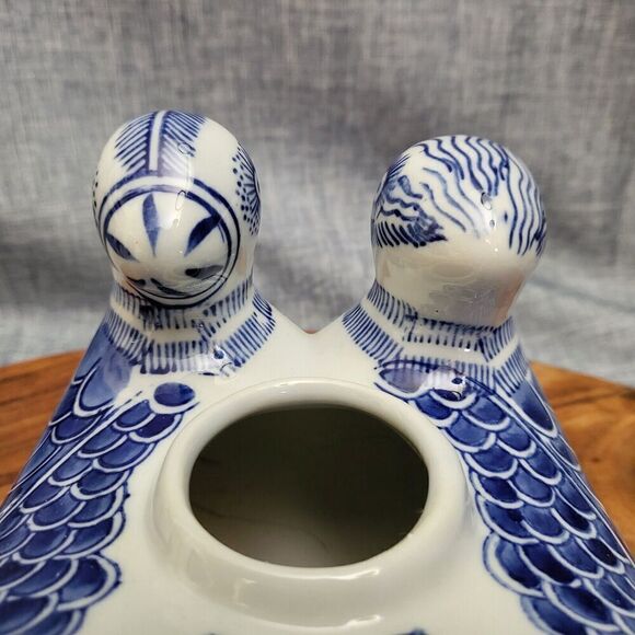 Chinese Joined Pair of Ducks Water Dropper Blue White Ceramic China - Picture 11 of 16